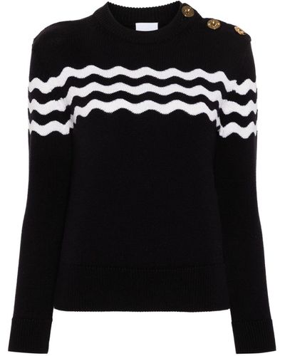 Patou Wave Knitted Sweater - Black
