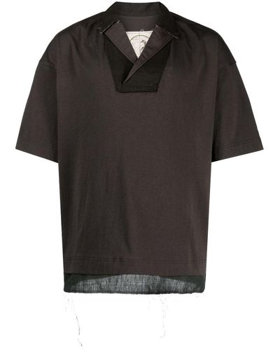 Ziggy Chen Notched-collar T-shirt - Black