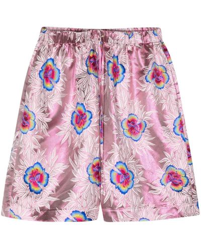 Edward Crutchley Shorts mit Blumenstickerei - Rot