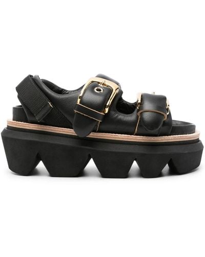Sacai Padded Leather Sandals - Black