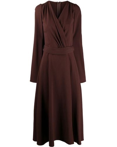 Dolce & Gabbana Belted Longuette Dress - Brown