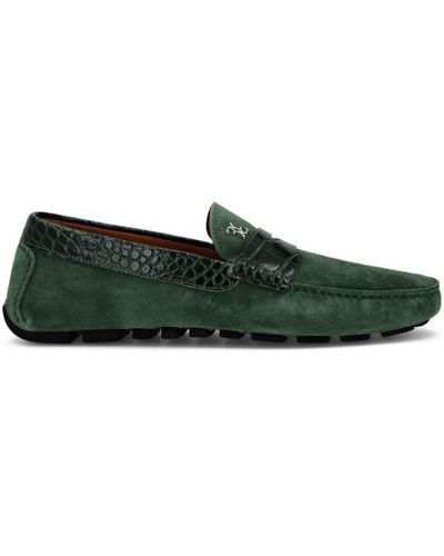 Billionaire Crocco Suede Loafers - Green