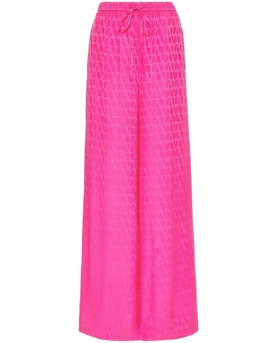 Valentino Garavani Toile Iconographe Silk Pants - Pink