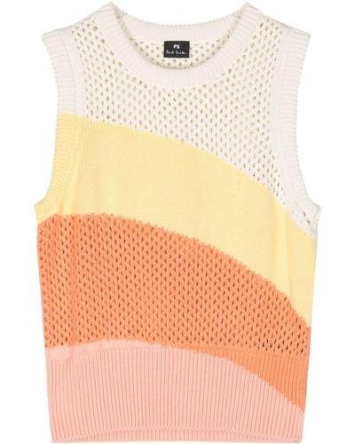 PS by Paul Smith Striped cotton knitted top - Neutro