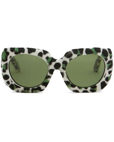 Marni Leopard-print Oversize-frame Sunglasses - Green