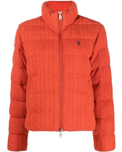 Polo Ralph Lauren Polo Pony Quilted Cable-knit Jacket - Orange