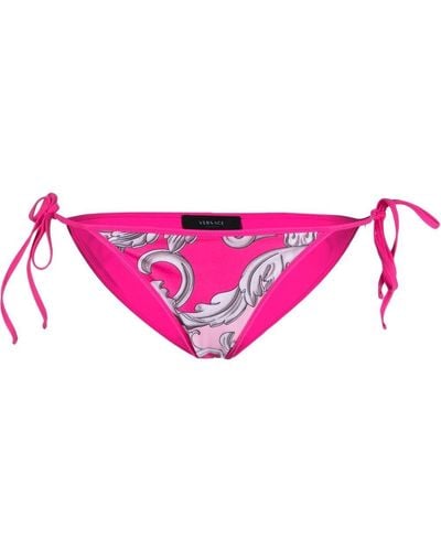 Versace Baroque Pattern-print Bikini Bottoms - Pink