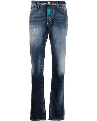 Philipp Plein Premium Hexagon Slim-Fit-Jeans - Blau