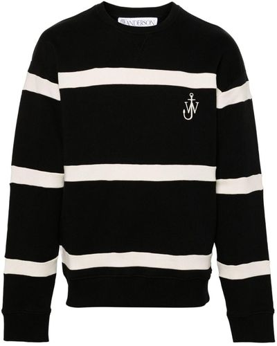 JW Anderson Gestreepte Sweater Met Geborduurd Logo - Zwart
