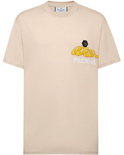 Philipp Plein Logo-print Cotton T-shirt - Natural