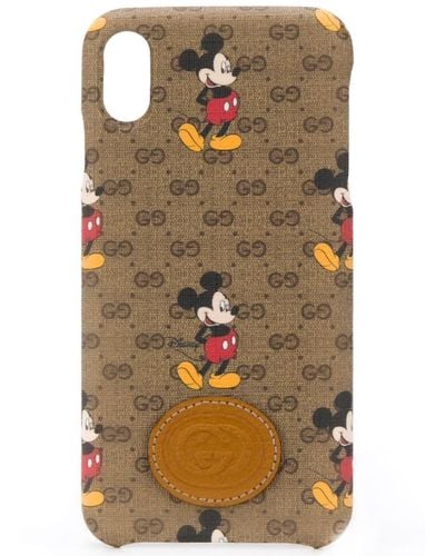 Gucci Funda para iPhone XS Mickey Mouse de x Disney - Marrón