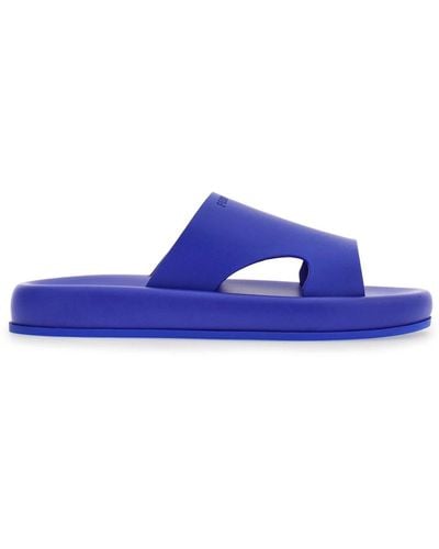 Ferragamo Open-toe Leather Slides - Purple