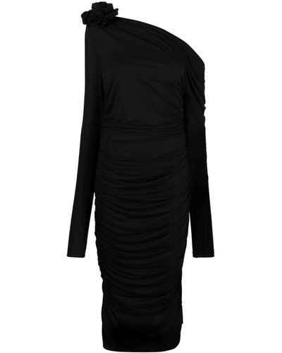 Magda Butrym Ruched Asymmetric Midi Dress - Black