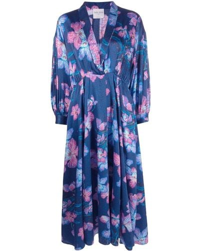 Forte Forte Floral-print Silk Midi Dress - Blue
