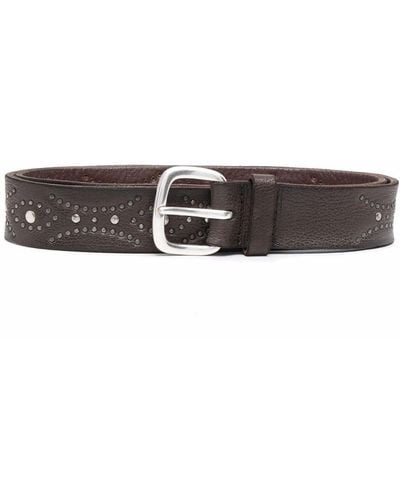 Orciani Studded Leather Belt - Brown