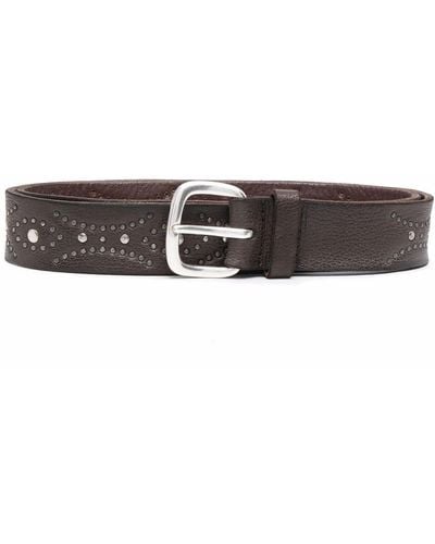 Orciani Ceinture en cuir à détails de clous - Marron