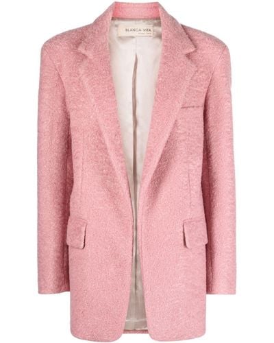 Blanca Vita Notched-lapels Textured-finish Blazer - Pink