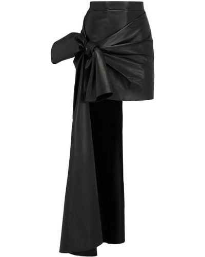 Alexander McQueen Leather Asymmetric Mini Skirt - Black