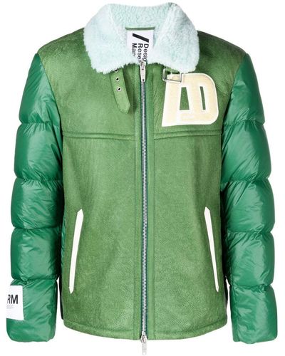 DROMe Shearling-lined Leather Puffer Jacket - Green