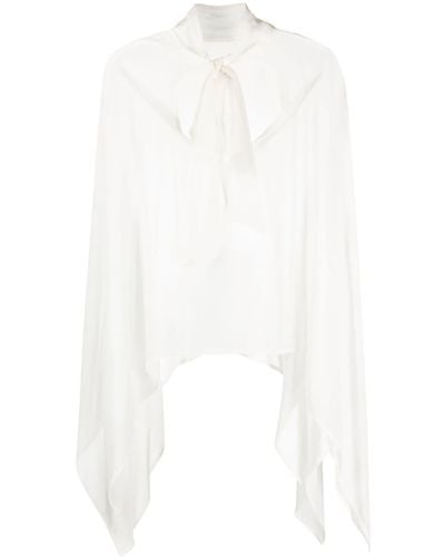 P.A.R.O.S.H. Blouse en soie à col lavallière - Blanc