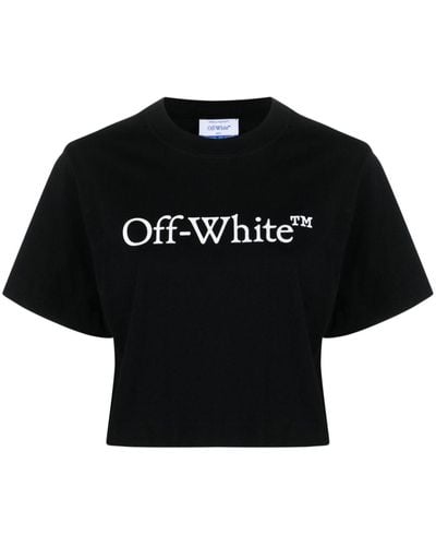 Off-White c/o Virgil Abloh Bookish Cropped-T-Shirt mit Logo - Schwarz