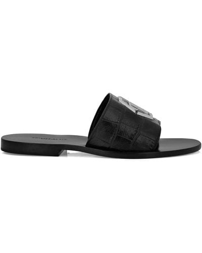 Philipp Plein Logo-plaque Leather Sandals - Black