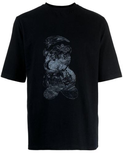 we11done T-shirt en coton à imprimé graphique - Noir