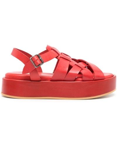 Moma Arizona Raw Leather Sandals - Red