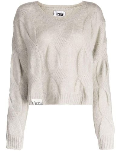 Izzue V-neck Cable-knit Sweater - Natural