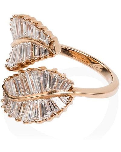 Anita Ko 18kt rose gold diamond palm leaf ring - Blanc