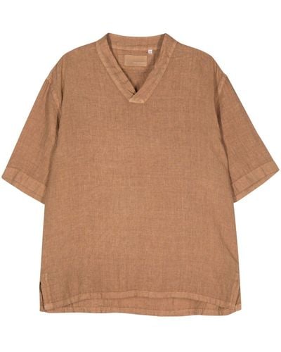 Costumein V-neck Linen Shirt - Brown
