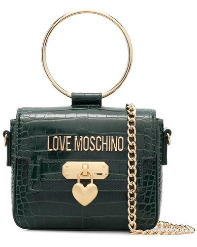 Love Moschino Ring Handle Croc-effect Tote - Green