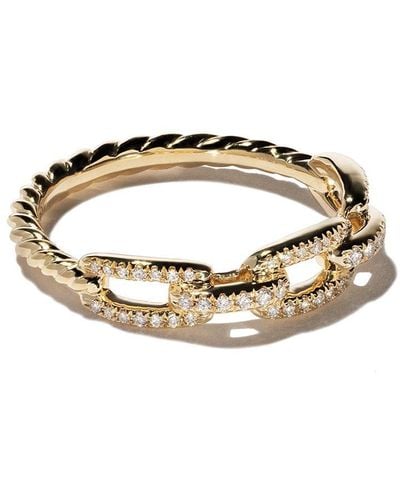 David Yurman 18kt Yellow Gold Stax Chain Link Diamond Ring - Multicolour