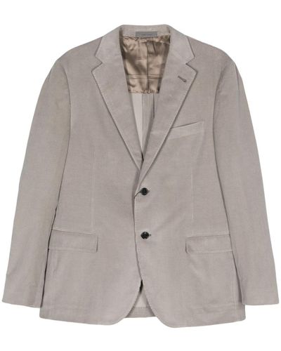 Corneliani Single-breasted Corduroy Blazer - Grey