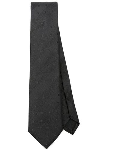 Saint Laurent Cravate rayée à pois - Noir