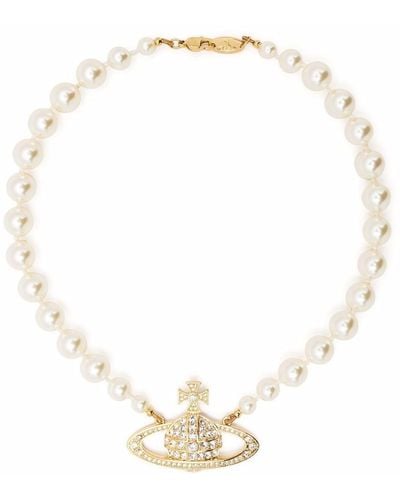 Vivienne Westwood Choker Bas Relief con perle - Bianco