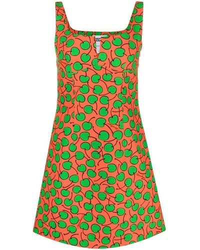 Moschino Vestido corto con motivo de cerezas - Verde