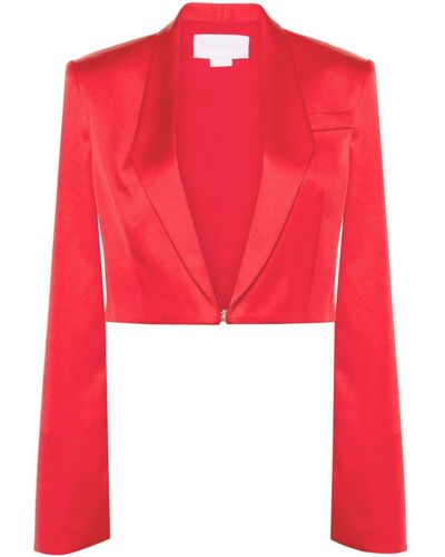 Genny Single-breasted Cropped Blazer - Red