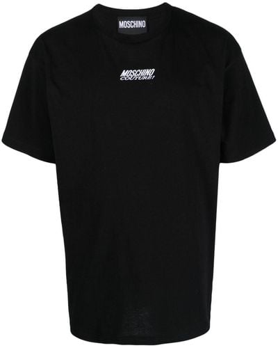 Moschino Logo-embroidered Cotton T-shirt - Black