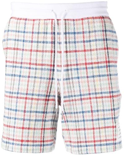 Thom Browne Gingham-check Tweed Shorts - Red