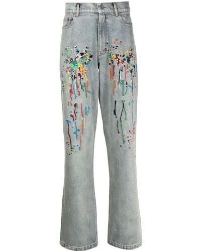 Mostly Heard Rarely Seen Embroidered Straight-leg Jeans - Blue