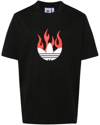 adidas Flames T-Shirt aus Baumwolle - Schwarz