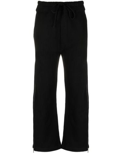 Thom Krom Side-zip Drawstring Cropped Trousers - Black
