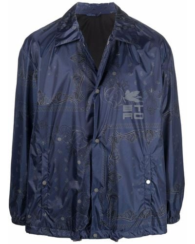 Etro Shirtjack Met Paisley-print - Blauw