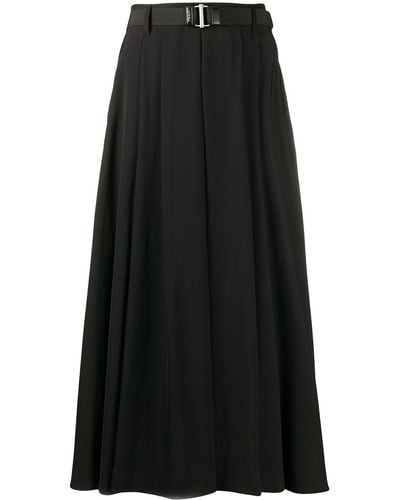 Prada Falda larga con pliegues - Negro