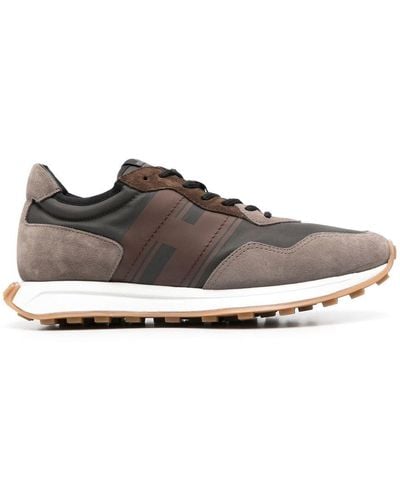 Hogan Paneled Lace-up Sneakers - Brown