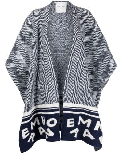 Ermanno Scervino Herringbone-pattern Knitted Cape - Gray