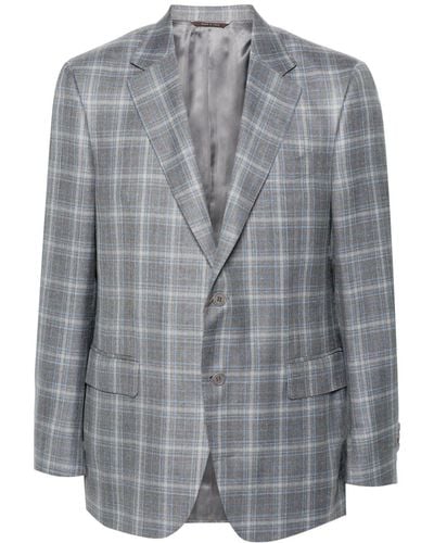 Canali Tartan-pattern Blazer - Grey