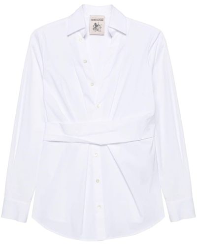 Semicouture V-neck Poplin Shirt - White