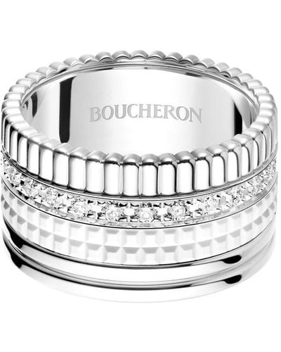 Boucheron 18kt Quatre Double White Edition Weißgoldring mit Diamanten - Grau